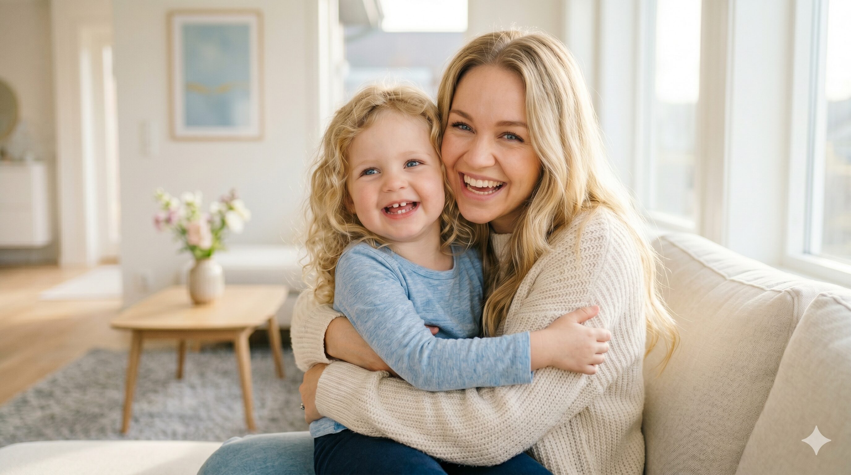 美しく若い母親と子どもの幸せな瞬間